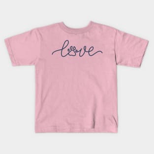 LOVE with pet paw| dog; cat; dog lover; cat lover; pet; pets; paw; dog paw; cat paw; pet paw; pet owner; Kids T-Shirt